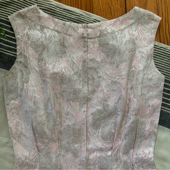 Vintage 1950s-1960s Metallic Floral Sleeveless Cocktail Dress - Picture 8 of 12